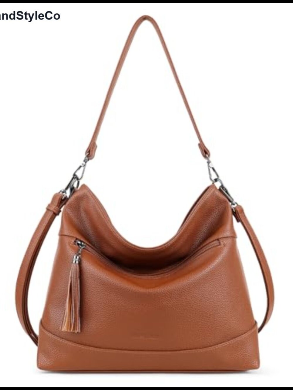 Faux Leather Hobo Crossbody Bag 2-in-1 Convertible Shoulder Purse Medium